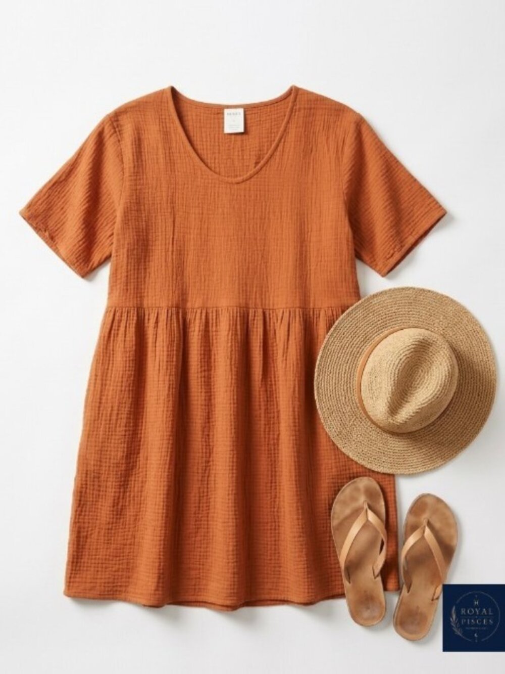 Rust "Gauzy" Baby Doll Dress